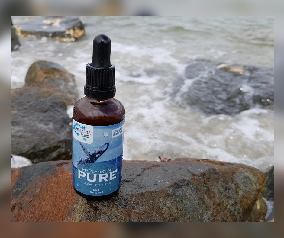 Pure Marine Phytoplankton farmed organically in Australia – No Fillers, No artificial colours, flavours, sweeteners or preservatives. Vegan friendly. Non-GMO. Packaged in a 50mL Glass Bottle with Glass Dropper.